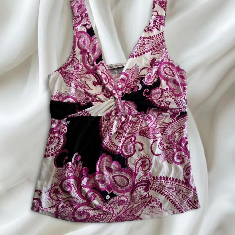 Y2K vintage Linea Donatella pink graphic babydoll tank‎ top fairy boho